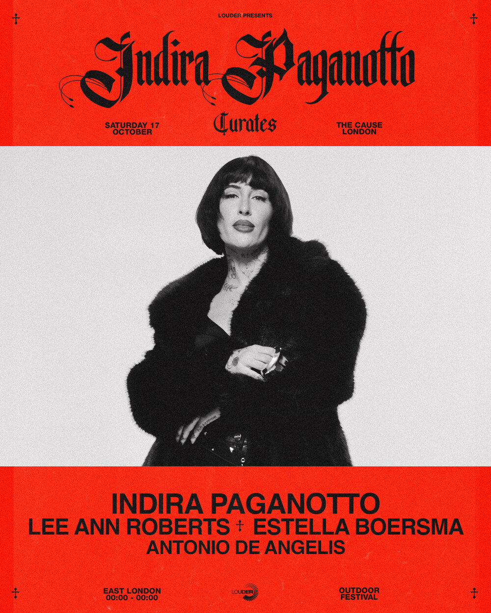 Indira Paganotto curates. Saturday 17 October, The Cause, London. Lineup: Indira Paganotto, Lee Ann Roberts, Estella Boersma, Antonio De Angelis. East London outdoor festival.